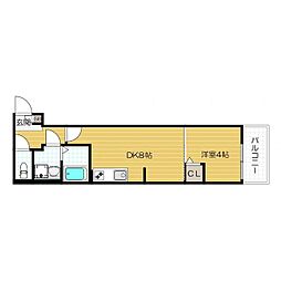 ALEGRIA鶴見区今津 1DKの間取図画像