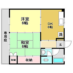 山岡マンション 2DKの間取図画像