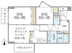 KDXレジデンス杉並方南町 1階2LDKの間取り