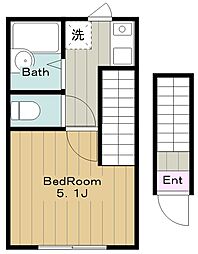 セントラルタウン 2階1Kの間取り