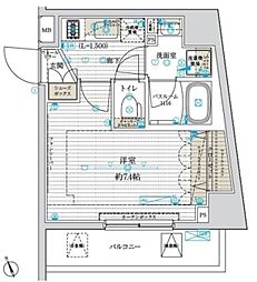 ブライズ南砂 7階1Kの間取り