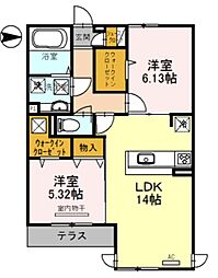 セントラルポーB 2LDKの間取図画像