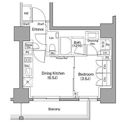 ザ・パークハビオ巣鴨 1DKの間取図画像