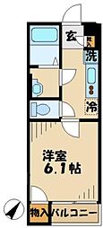 多摩都市モノレール 大塚・帝京大学駅 徒歩4分の賃貸アパート 2階1Kの間取り