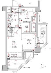 クレイシアIDZ幡ヶ谷 2Kの間取図画像