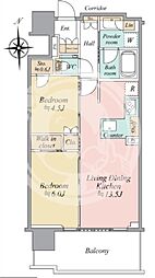 グランシテイタワー月島 2LDKの間取図画像