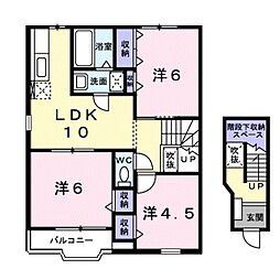 和歌山電鐵貴志川線 貴志駅 徒歩7分の賃貸アパート 2階3LDKの間取り