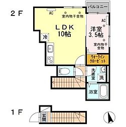 Chelsea Garden 2階1LDKの間取り