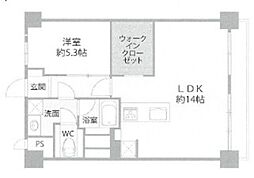 幡ヶ谷ゴールデンマンション 6階1LDKの間取り