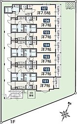 ＭＥＬＤＩＡ長沼II 1階1Kの間取り