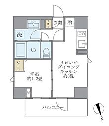 ラぺルラ四谷 4階1LDKの間取り