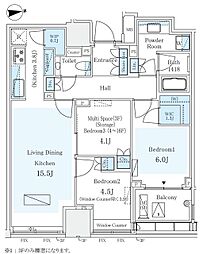 パークコート　ザ・三番町ハウス 9階3LDKの間取り