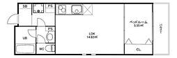 EVERA若宮町 1LDKの間取図画像