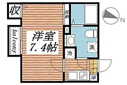 Classy津田沼II 2階1Kの間取り