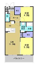 ARTH平松 2LDKの間取図画像