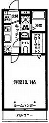 ブライトM 2階1Kの間取り