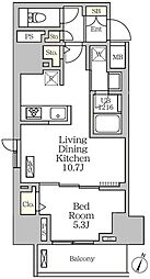 コートレジデンス南大塚 12階1LDKの間取り