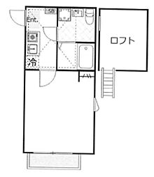 アビターレ杉田 2階1Kの間取り