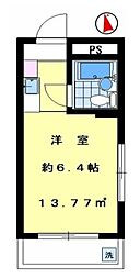 JR京浜東北・根岸線 大森駅 徒歩9分の賃貸マンション 4階ワンルームの間取り