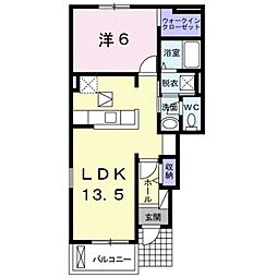 カルム岡田 1LDKの間取図画像