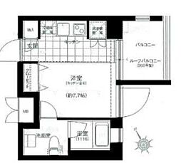 東急池上線 池上駅 徒歩5分の賃貸マンション 6階ワンルームの間取り