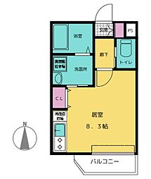 アフェット稲毛3 ワンルームの間取図画像