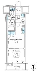パークアクシス新宿百人町 1DKの間取図画像