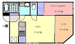 レコリード中野新橋 地下1階2LDKの間取り
