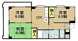 シティーハイツ 3DKの間取図画像