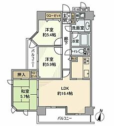 アルファホームズ新神楽坂アスティオン 3階3LDKの間取り