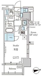 パークアクシス赤塚 10階ワンルームの間取り