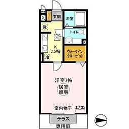 めぞんモナリエ 1Kの間取図画像