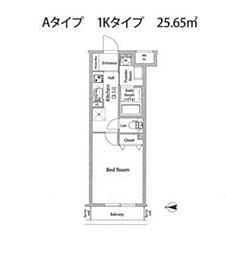LIBR GRANT 世田谷弦巻 2階1Kの間取り