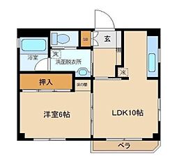 ピーチハウス 1階1LDKの間取り