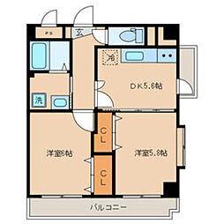 プレミール浜地 2DKの間取図画像