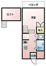 リンクベース 2階1Kの間取り