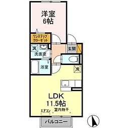 セレーノ西船 2階1LDKの間取り