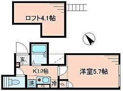 マーキュリー平井 1Kの間取図画像