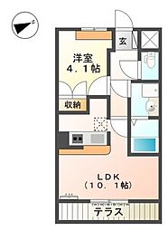 グランシャリオ 1階1LDKの間取り