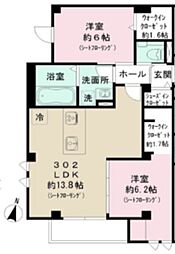 錦邸南麻布 2LDKの間取図画像
