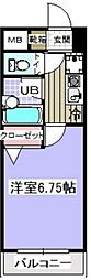 東京メトロ東西線 行徳駅 徒歩6分の賃貸マンション 2階1Kの間取り