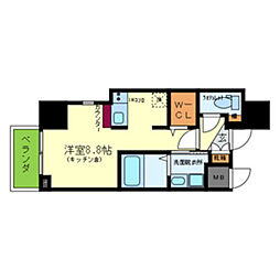 阪急宝塚本線 川西能勢口駅 徒歩3分の賃貸マンション 9階ワンルームの間取り