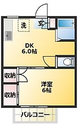さつきコーポ 1DKの間取図画像