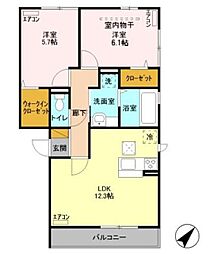 ファインヴィラA 2LDKの間取図画像
