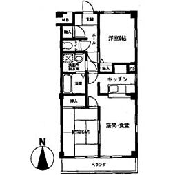 サンライズ水引 2LDKの間取図画像