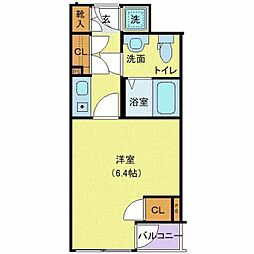 都営浅草線 高輪台駅 徒歩5分の賃貸マンション 2階1Kの間取り