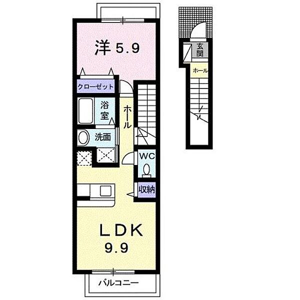 静岡県富士市横割６丁目(賃貸アパート1LDK・2階・44.90㎡)の写真 その2