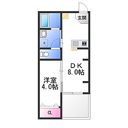 エヌエムキャトフヴァントゥレーズサウス 3階1DKの間取り