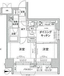 ルフレリバーサイド町屋 2DKの間取図画像