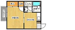 ヴィラ・ウィステリア 1DKの間取図画像
